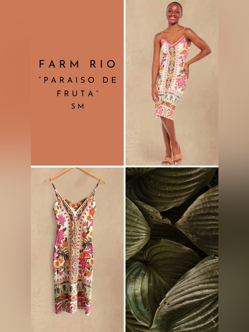 FARM Rio Paraiso de Fruta Floral Slip Dress - Pink, Orange & Green